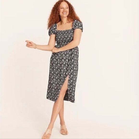 J. Crew Dresses & Skirts - J. Crew Short Sleeve Smocked Dress Navy Starry Swirl Size S